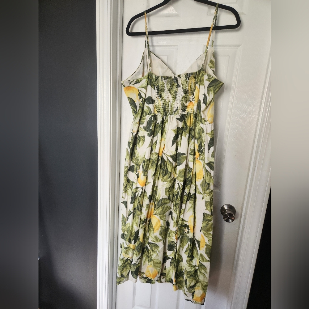 H&M White Sundress with Green Leaf and Yellow Lemon Print - Picture 4 of 10